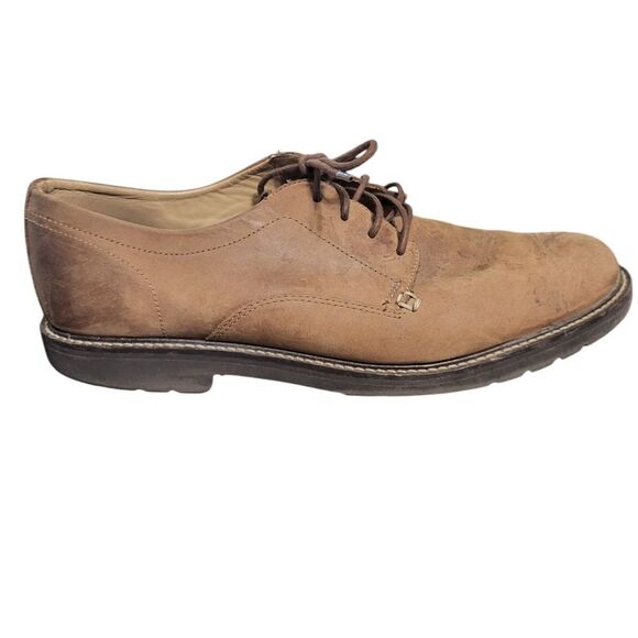 L.L. Bean Brown Dark Beige Rugged Plain Toe Oxford Lace Up Shoes Sz 12 277614 - Picture 1 of 10